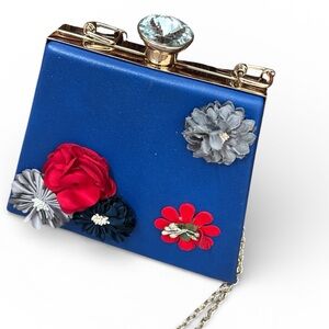 Elegant Blue Floral Clutch